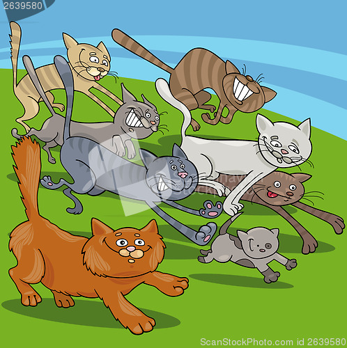 Image of running cats cartoon illustration
