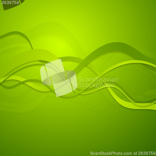 Image of Green spring waves vector background
