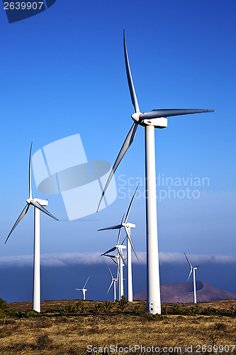Image of turbines and the sky in the isle of lanzarote spain africa