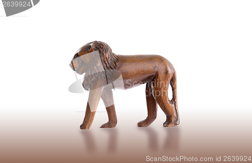 Image of Wood toy lion isolated