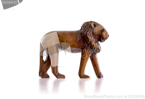 Image of Wood toy lion isolated