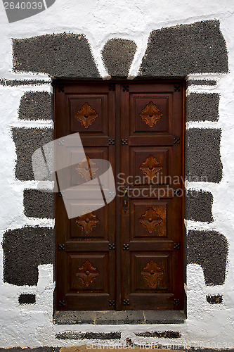 Image of brass brown knocker in a brown closed woo