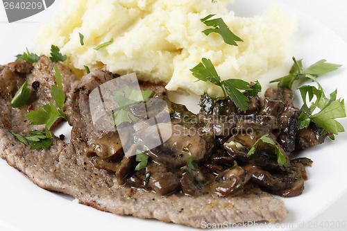 Image of Veal and mushrooms closeup