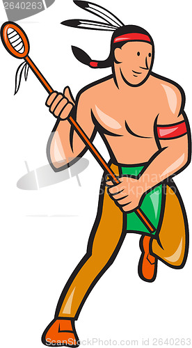 Image of Native American Lacrosse Player Cartoon