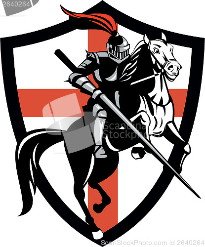 Image of English Knight Riding Horse England Flag Retro