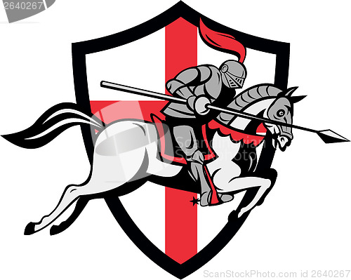 Image of English Knight Riding Horse England Flag Retro