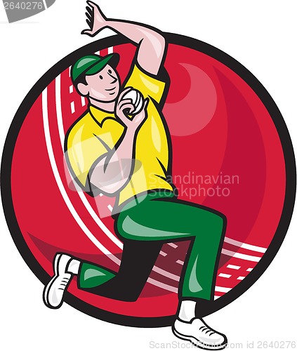 Image of Cricket Fast Bowler Bowling Ball Side