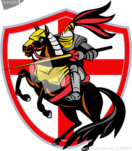 Image of English Knight Lance England Flag Shield Retro