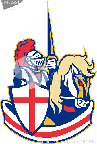 Image of English Knight Riding Horse England Flag Retro