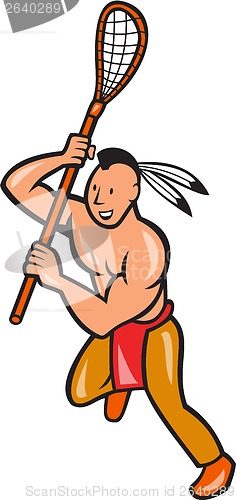 Image of Native American Lacrosse Player Crosse Stick 