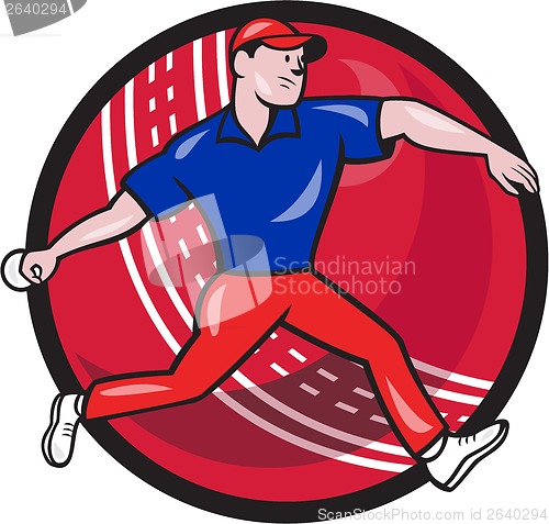 Image of Cricket Bowler Bowling Ball Cartoon