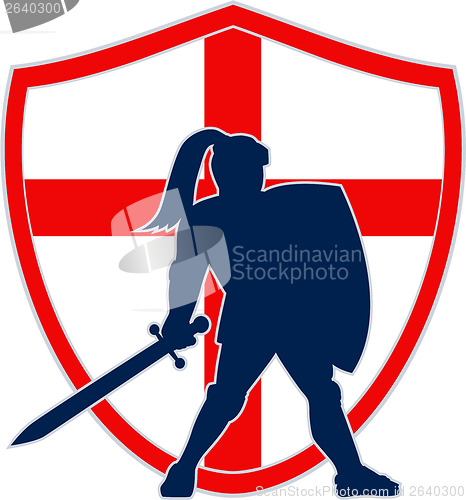 Image of English Knight Silhouette England Flag Retro