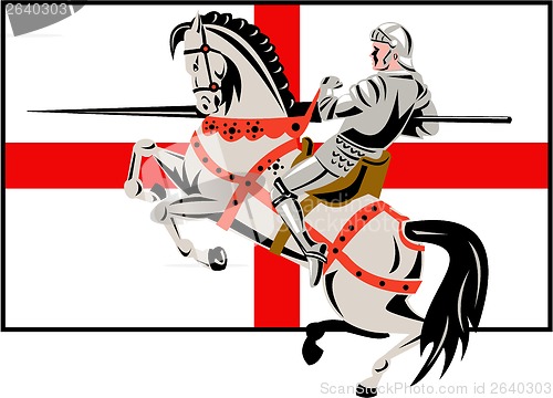 Image of English Knight Lance Horse England Flag Side Retro