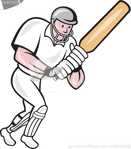 Image of Cricket Player Batsman Batting Cartoon