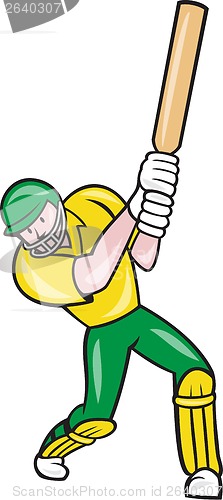 Image of Cricket Player Batsman Batting Front Cartoon Isolated