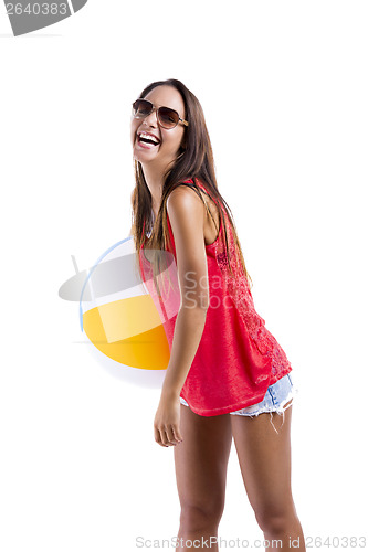 Image of Woman with a beach ball