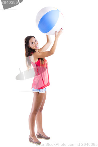 Image of Woman with a beach ball