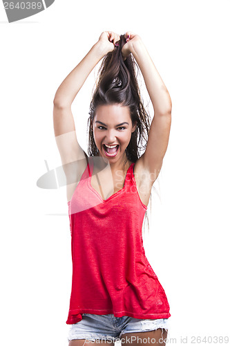 Image of Woman grabbing her hair