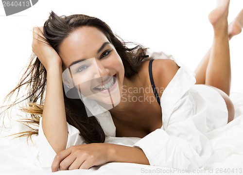 Image of Sexy woman lying on the bed