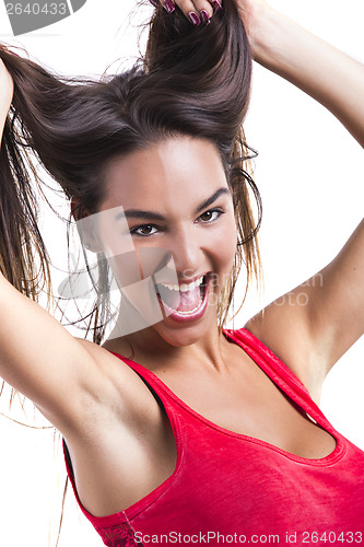 Image of Woman grabbing her hair