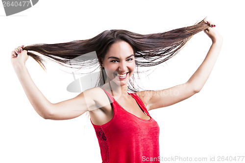 Image of Woman grabbing her hair