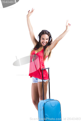 Image of Happy woman going on vacation