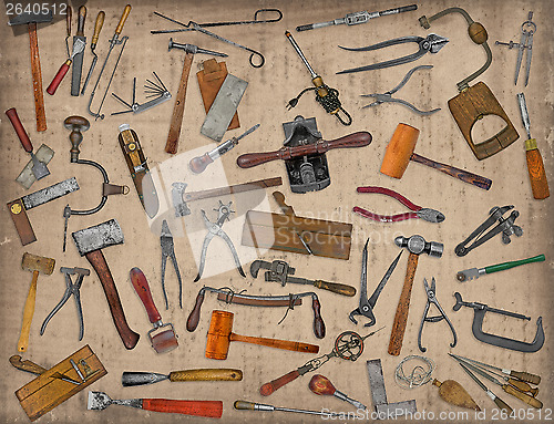 Image of vintage tools mix collage