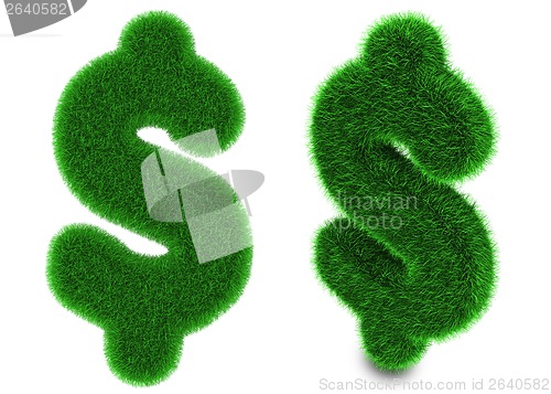 Image of US dollar symbol made of grass