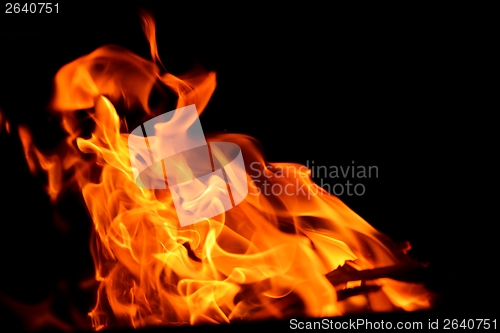 Image of fire flame on black background