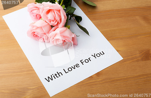 Image of Pink rose and love message