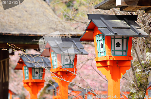 Image of Japanese red lantern in temple