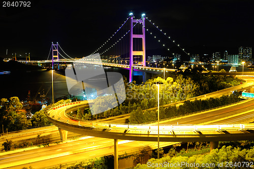 Image of Hong Kong bridge at night