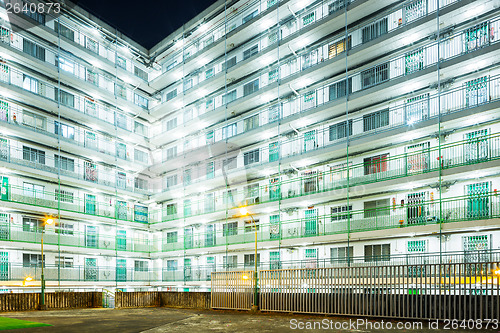 Image of Public housing in Hong Kong at night