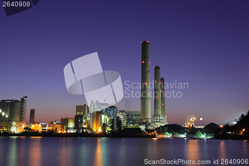 Image of Industrial building at night