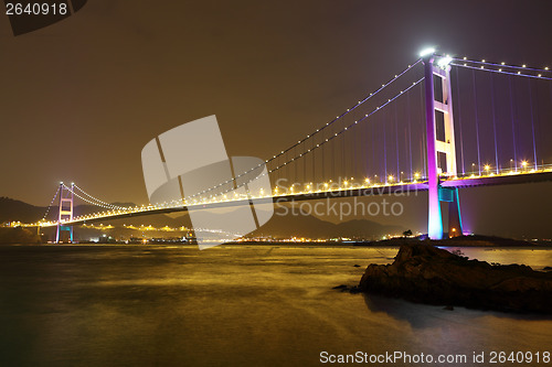 Image of Bridge in Hong Kong at night