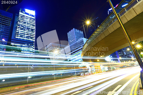 Image of Traffic trail in city at night