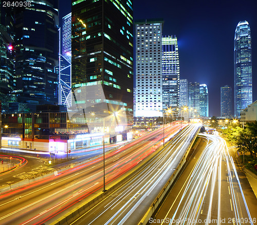 Image of Traffic in Hong Kong at night