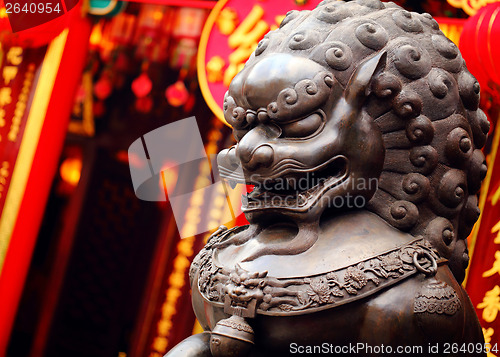 Image of Lion statue in Chinese temple