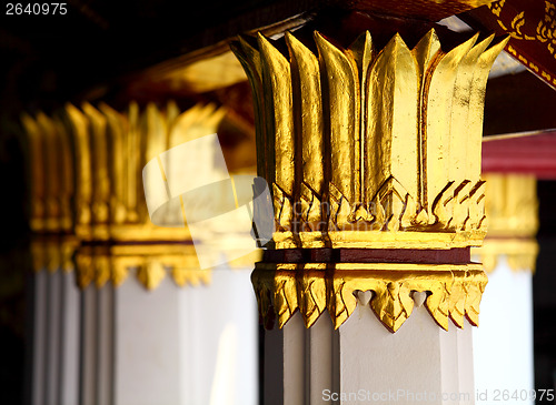 Image of Golden pillar in Thailand temple