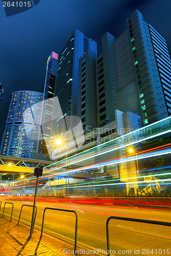 Image of Traffic trail in Hong Kong at night