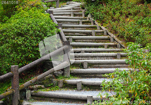 Image of Wooden stair to mountian