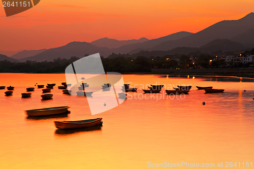Image of Seascape with golden sunset