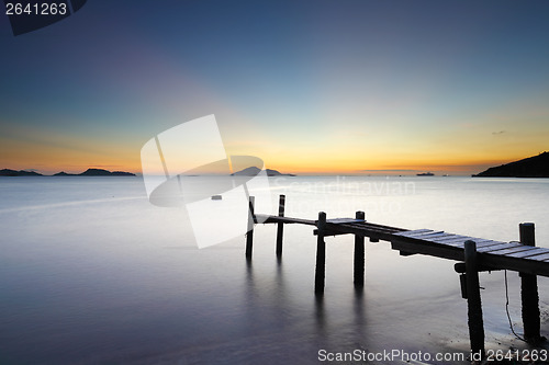 Image of Wooden bridge with sea