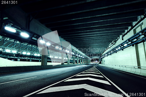 Image of Empty tunnel at night