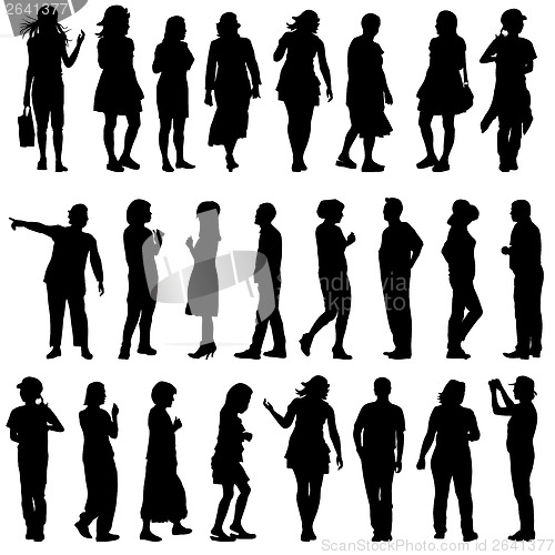 Image of Black silhouettes of beautiful mans and womans on white backgrou