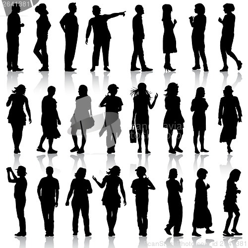 Image of Black silhouettes of beautiful mans and womans on white backgrou