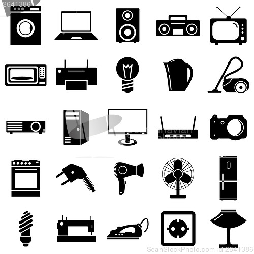 Image of Collection flat icons. Electrical devices symbols. Vector illust