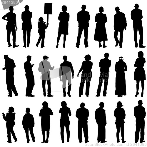 Image of Black silhouettes of beautiful mans and womans on white backgrou