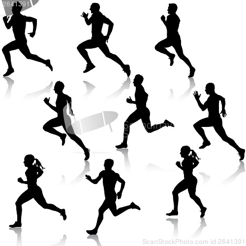 Image of Set running silhouettes. Vector illustration.