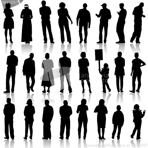 Image of Black silhouettes of beautiful mans and womans on white backgrou